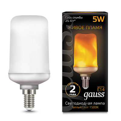 Лампа Gauss T65 5W 20-80lm 1500K E14 Flame LED 157401105