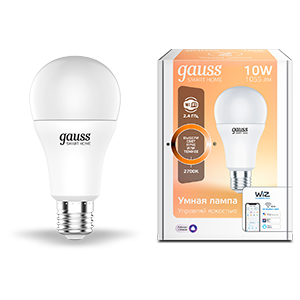 Лампа Gauss Smart Home A60 10W 1055lm 2700К E27 диммируемая LED 1070112