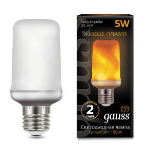 Лампа Gauss T65 5W 20-80lm 1500K E27 Flame LED 157402105