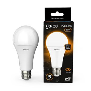 Лампа Gauss A70 22W 1900lm 3000K E27 LED 102502122