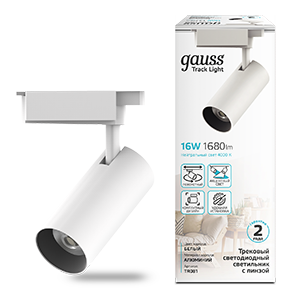 Светильник трековый Gauss цилиндр 16W 1680lm 4000K 180-220V IP20 65*206мм белый линза 36 LED TR081