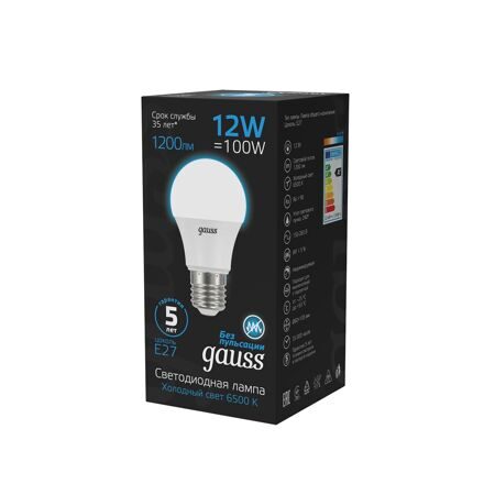 Лампа Gauss A60 12W 1200lm 6500K E27 LED 102502312