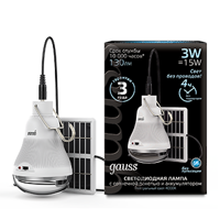 Лампа Gauss A60 3W 130lm 4000K E27 с солнечной панелью LED 902102203
