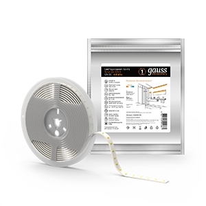 Лента Gauss Gauss LED Elementary 2835-SMD 4.8W 12V DC теплый белый IP66 (ZIP bag 5m) 356000105