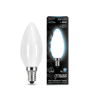 Лампа Gauss Filament Свеча 5W 450lm 4100К Е14 milky LED 103201205