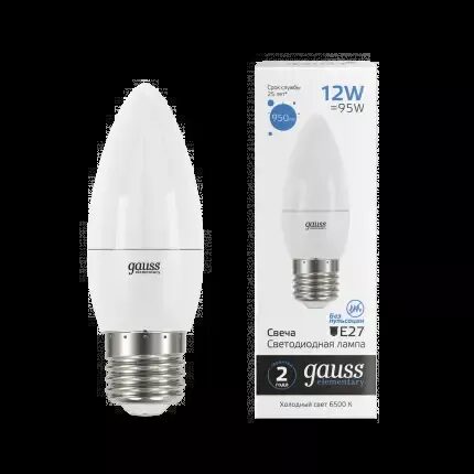 Лампа Gauss Elementary Свеча 12W 950lm 6500K E27 LED 30232