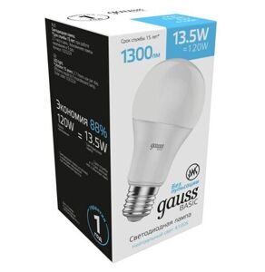 Лампа Gauss Basic A60 13,5W 1300lm 4100K Е27 LED 1023224