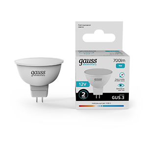 Лампа Gauss Elementary MR16 12V 9W 700lm 4100K GU5.3 LED 1/10/100