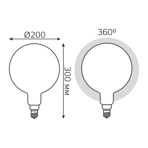 Лампа Gauss Filament G200 14W 1170lm 4100К Е27 milky диммируемая LED 153202214-D